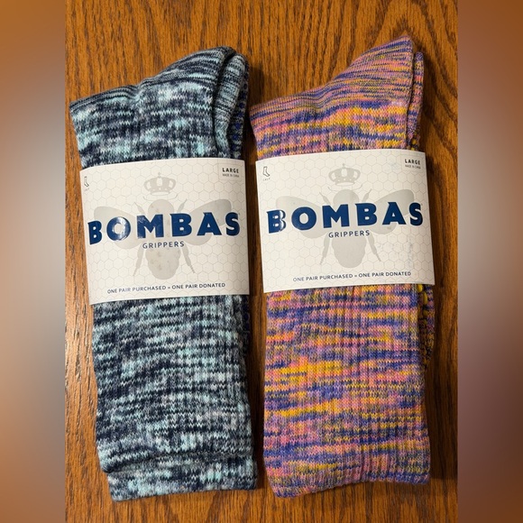 Bombas Accessories - Bombas Unisex Space Dye Blue & Purple Gripper Mid Calf Socks (2Pairs) Large NWT